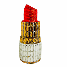 Load image into Gallery viewer, 🌹Red &amp; Gold Swarvoski Lipstick-Shaped Clutch🌹