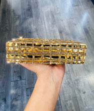 Load image into Gallery viewer, ⭐️Rhinestone &amp; Satin Evening Bag in Gold⭐️