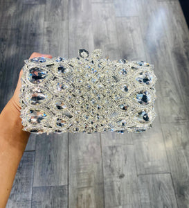 💧Teardrop Rhinestone Clutch in Silver💧