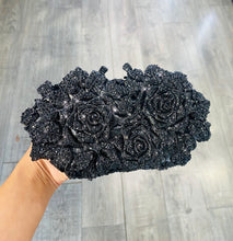 Load image into Gallery viewer, Black Roses Rhinestone Clutch