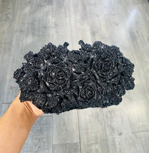 Black Roses Rhinestone Clutch