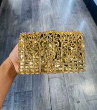 Load image into Gallery viewer, ⭐️Rhinestone &amp; Satin Evening Bag in Gold⭐️