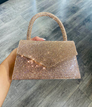 Load image into Gallery viewer, Top Handle Rhinestone Purse in Rosegold