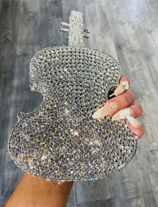 🎻”World’s Smallest Violin”🎻 Clutch in Silver Rhinestones