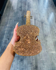 🎻” World’s Smallest Violin”🎻 Clutch in Gold Rhinestones