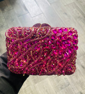 💓Fushia Rectangle Rhinestone Clutch💓