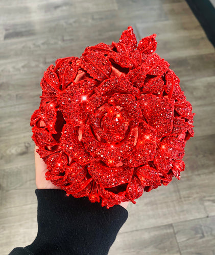 Red Rhinestone Begonia Flower Clutch🥀