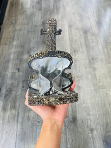 🎻”World’s Smallest Violin”🎻 Rhinestone Clutch in Gunmetal Grey