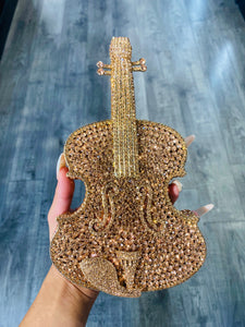 🎻” World’s Smallest Violin”🎻 Clutch in Gold Rhinestones