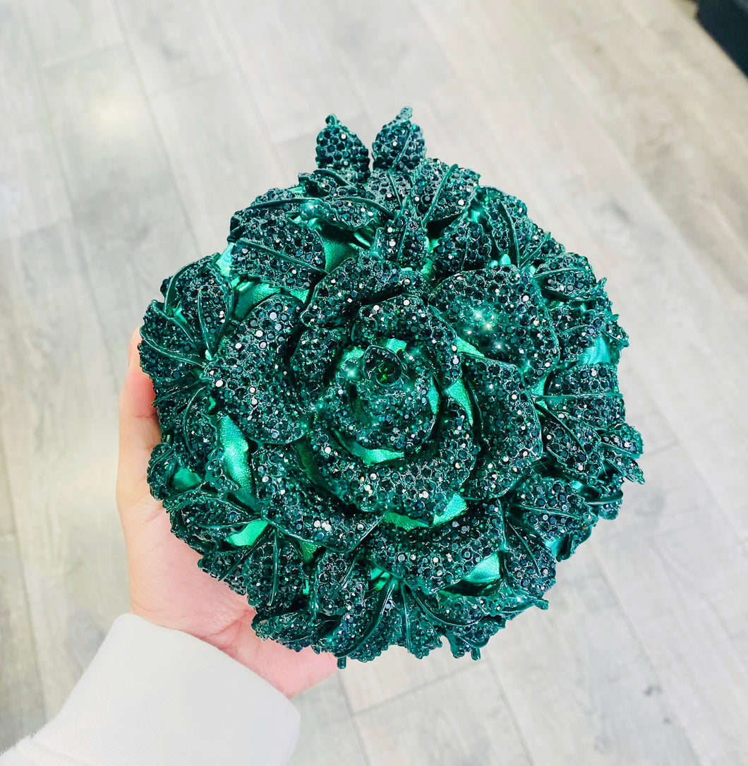 ✳️Green Rhinestone Begonia Flower Clutch✳️