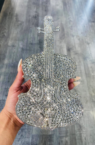 🎻”World’s Smallest Violin”🎻 Clutch in Silver Rhinestones