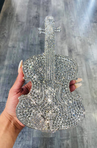 🎻”World’s Smallest Violin”🎻 Clutch in Silver Rhinestones