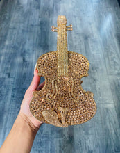 Load image into Gallery viewer, 🎻” World’s Smallest Violin”🎻 Clutch in Gold Rhinestones