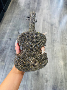 🎻”World’s Smallest Violin”🎻 Rhinestone Clutch in Gunmetal Grey