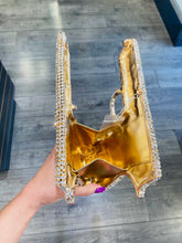 Load image into Gallery viewer, Gun Shaped Rhinestone Clutch Gold 