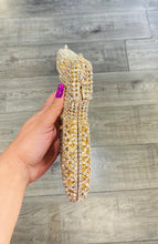 Load image into Gallery viewer, Gun Shaped Rhinestone Clutch Gold 