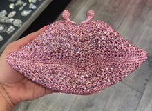 Load image into Gallery viewer, Pink Lip-Shaped Crystal Clutch