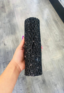 Tube Clutch Black Rhinestones