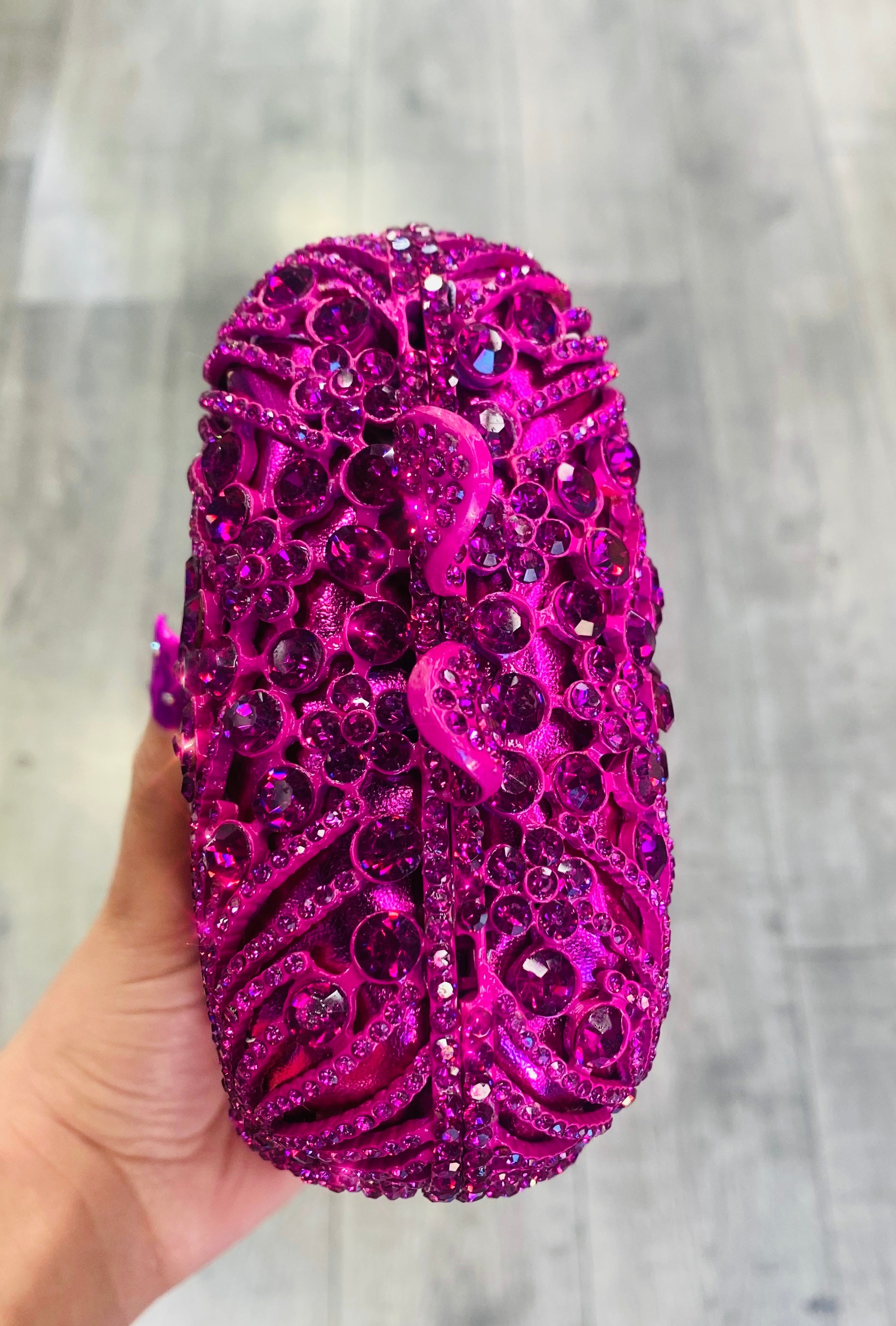 Magenta Rhinestone Satin Evening Bag Luscious Cherry Shop