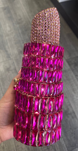 Pink Lipstick Crystal Clutch