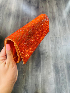 Tangerine Orange Rhinestone Clutch