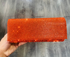 Tangerine Orange Rhinestone Clutch