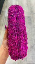 Load image into Gallery viewer, Magenta Rhinestone &amp; Satin Evening Bag