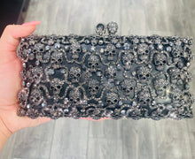 Load image into Gallery viewer, Black Skull Rhinestone Clutch