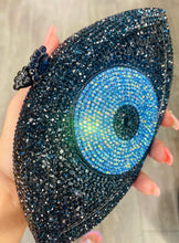 Load image into Gallery viewer, Blue Eye Clutch Black Rhinestones