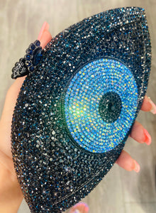 Blue Eye Clutch Black Rhinestones