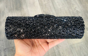 Tube Clutch Black Rhinestones