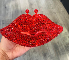 Load image into Gallery viewer, Lip-Shaped Clutch in Red Rhinestones