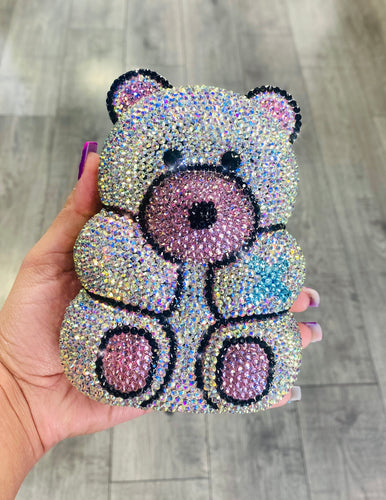 Teddy Bear Rhinestone Clutch in AB Rhinestones