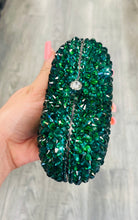 Load image into Gallery viewer, Green Heart Rhinestone Clutch