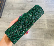 Load image into Gallery viewer, Tube Clutch Green Rhinestones