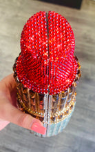 Load image into Gallery viewer, Red &amp; Gold Swarvoski Lipstick-Shaped Clutch