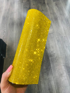 Lemon Yellow Rhinestone Clutch