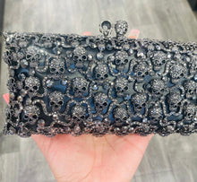 Load image into Gallery viewer, Black Skull Rhinestone Clutch