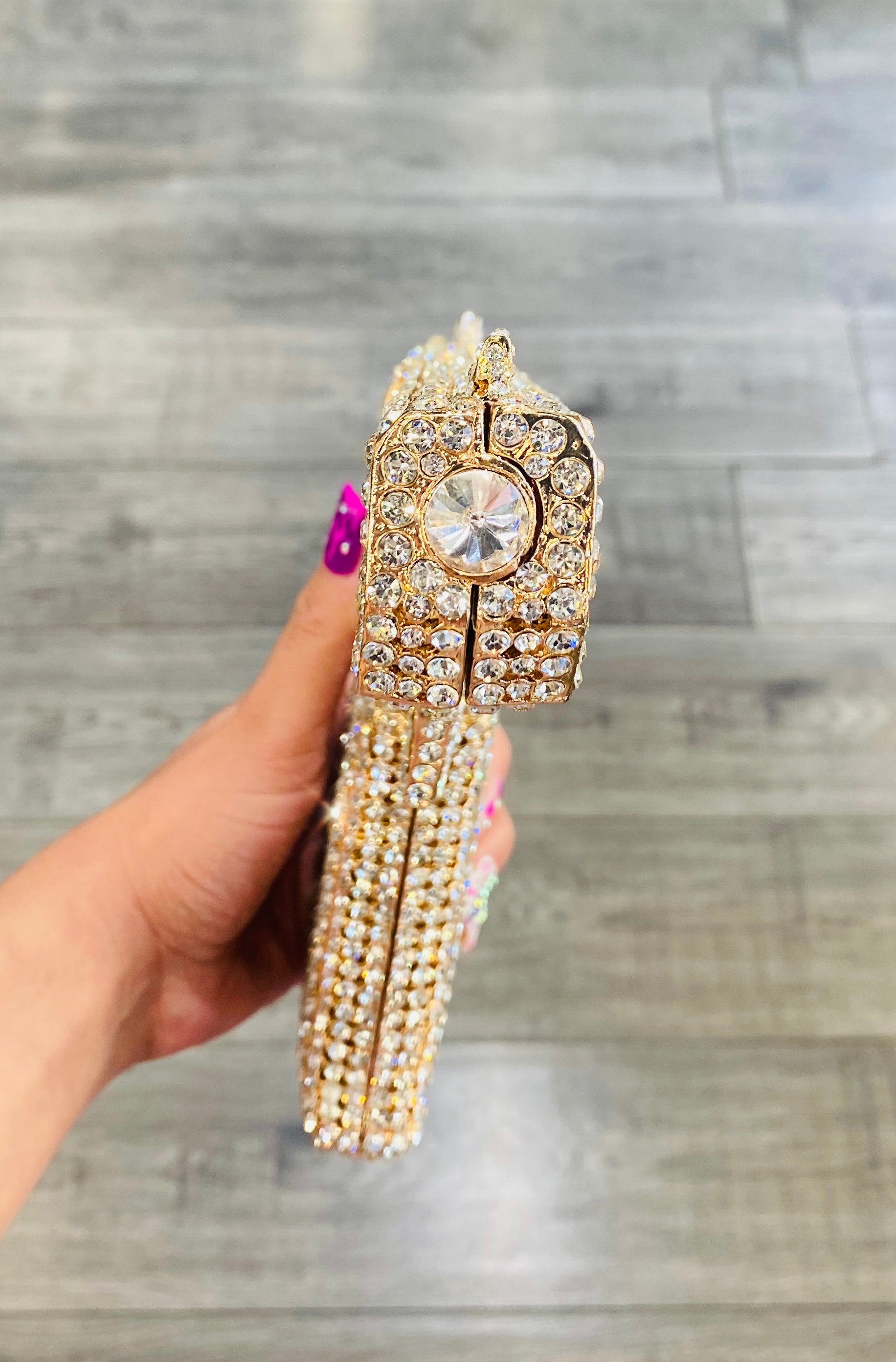 Gold rhinestone online clutch