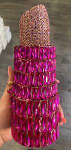 Pink Lipstick Crystal Clutch