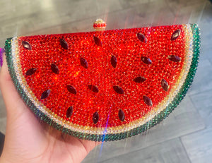 Red Watermelon Rhinestone Clutch