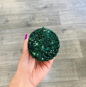 Tube Clutch Green Rhinestones