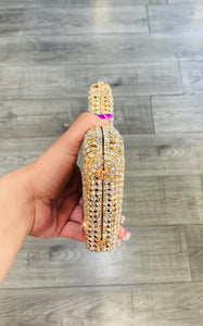 Gun Shaped Rhinestone Clutch Gold 