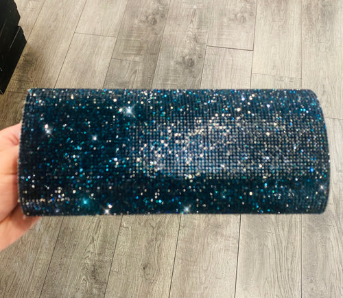 Black Blue Rhinestone Clutch