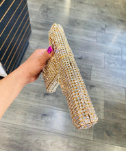 Load image into Gallery viewer, Gun Shaped Rhinestone Clutch Gold 