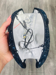 Blue Eye Clutch Black Rhinestones