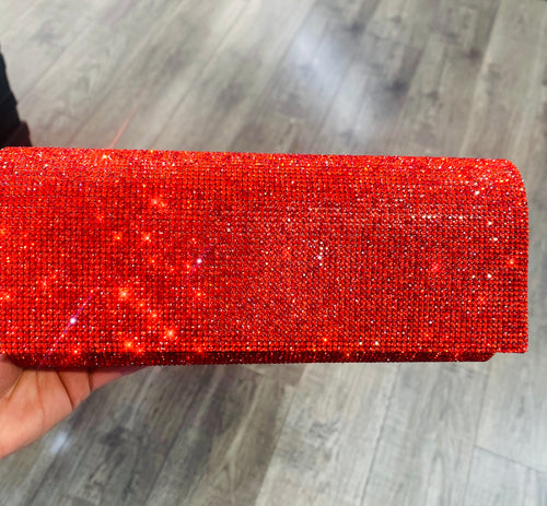 Strawberry Red Rhinestone Clutch