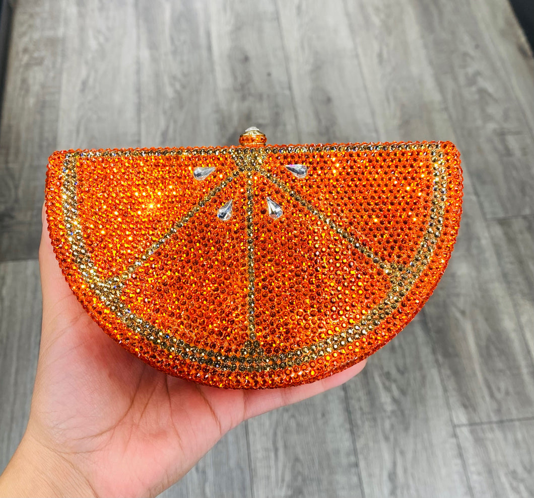 Orange Slice Rhinestone Clutch