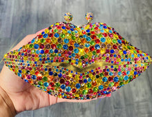 Load image into Gallery viewer, Lip-Shaped Clutch in Multi Color Rhinestones