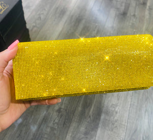 Lemon Yellow Rhinestone Clutch